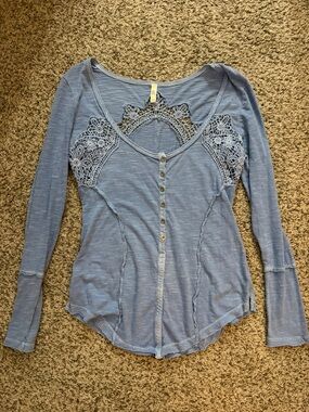 Free People Blue Lace-Panel Top - Women